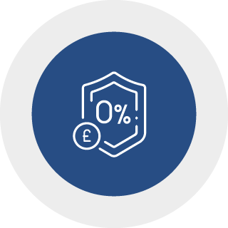 A minimalist white line art icon of a person holding a heart, centered inside a medium blue circle on a light gray background.