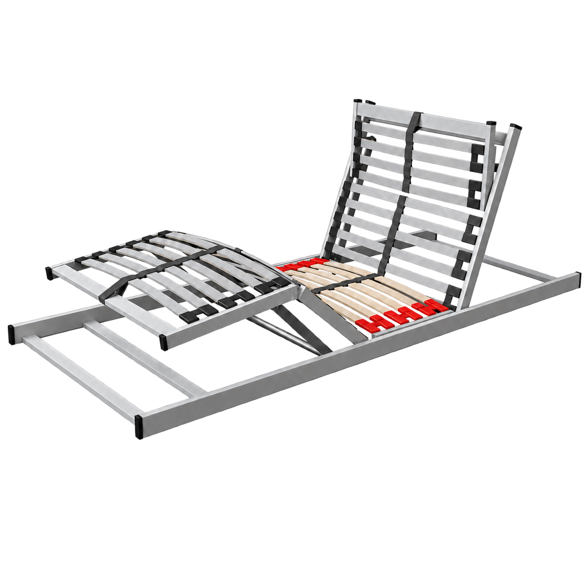 A grey heavy duty adjustable bed mechanism 